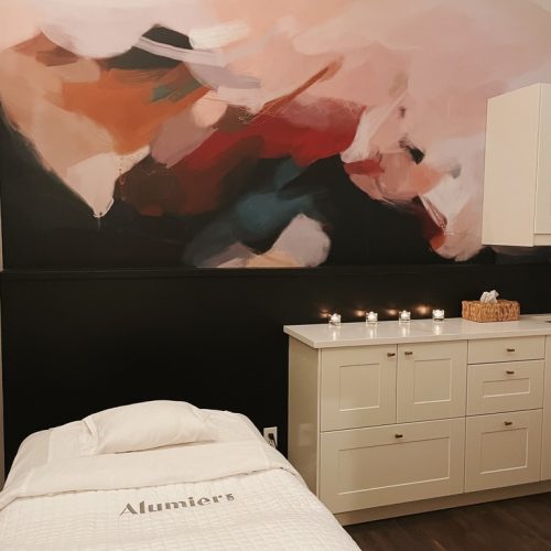 Treatment room with bed